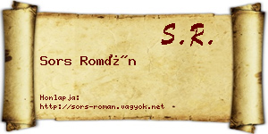 Sors Román névjegykártya